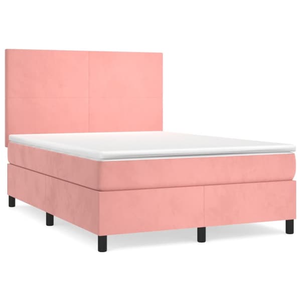 Ramsäng med madrass rosa 140x190 cm sammet