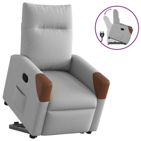 Reclinerfåtölj med uppresningshjälp molngrå tyg