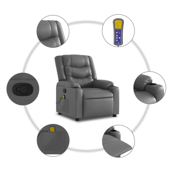 Massagefåtölj grå konstläder