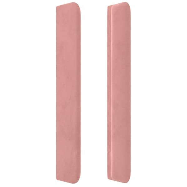 Sänggavel LED rosa 93x16x118/128 cm sammet