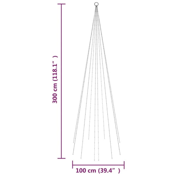 Julgran på flaggstång kallvit 310 LEDs 300 cm