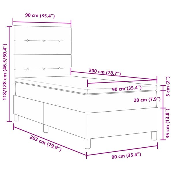 Bäddfjäder med madrass Mörkgrå 90 x 200 cm Sammet