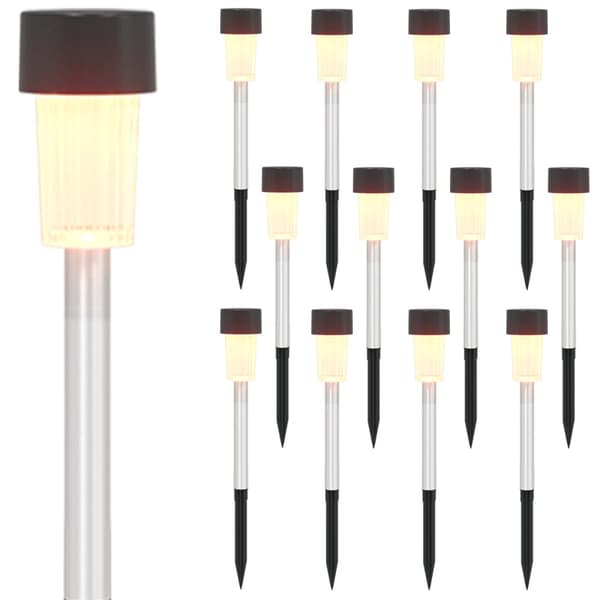 Utomhus solcellslampor med markspik 12 pcs Varmvit 29,5 cm