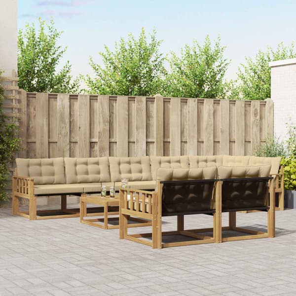 Utomhussoffset 9 pcs Vit och Beige 79 x 79 x 37 cm