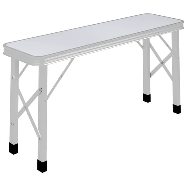 Hopfällbart campingbord med 2 bänkar aluminium vit