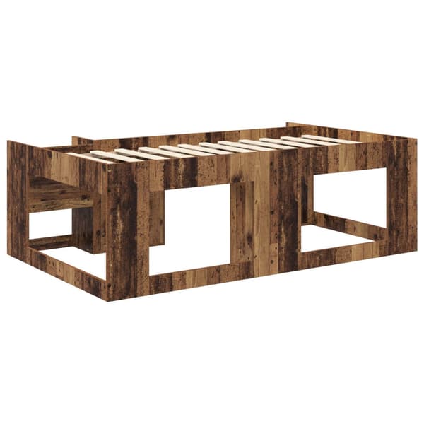 Barnsängsram med förvaring Gammalt trä 90 x 190 cm