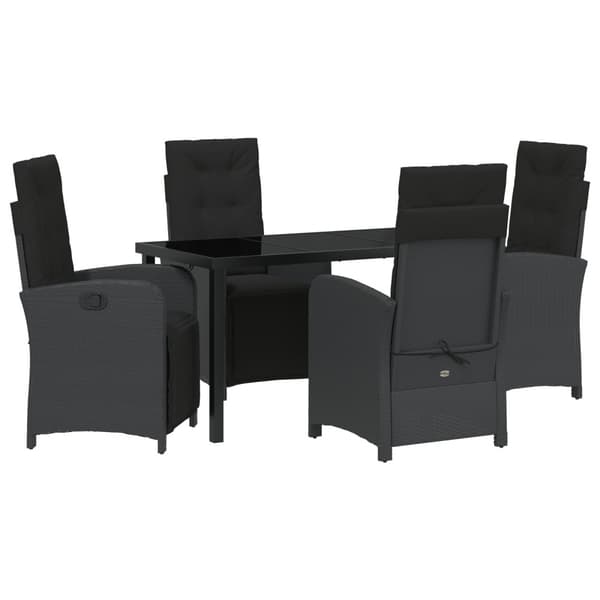 Trädgårdsmöbelset med kudde 5 pcs Svart konstrotting