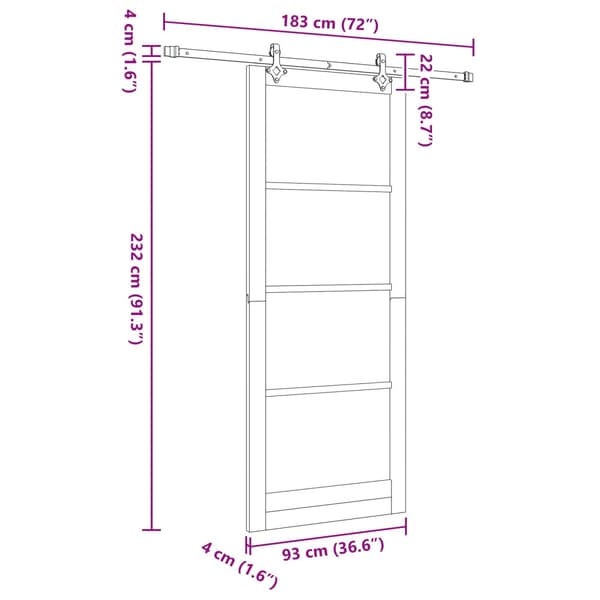 Skjutdörr 93 x 232 cm Konstruerat trä Vit