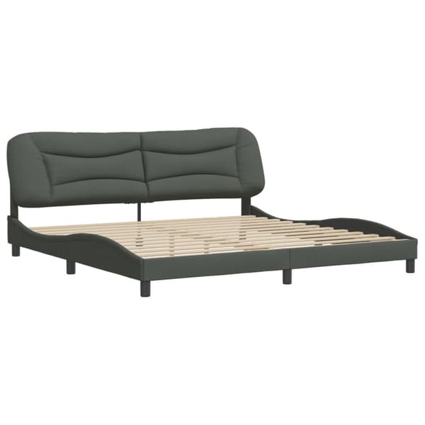 Bed Frame without Mattress "Hvar" Dark Grey 200x200 cm Fabric
