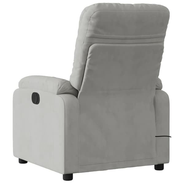 Massagefåtölj ljusgrå mikrofibertyg