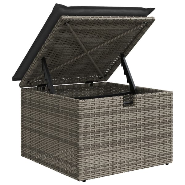 Trädgårdsoffset med kudde med lagring 6 pcs Grå Poly rattan
