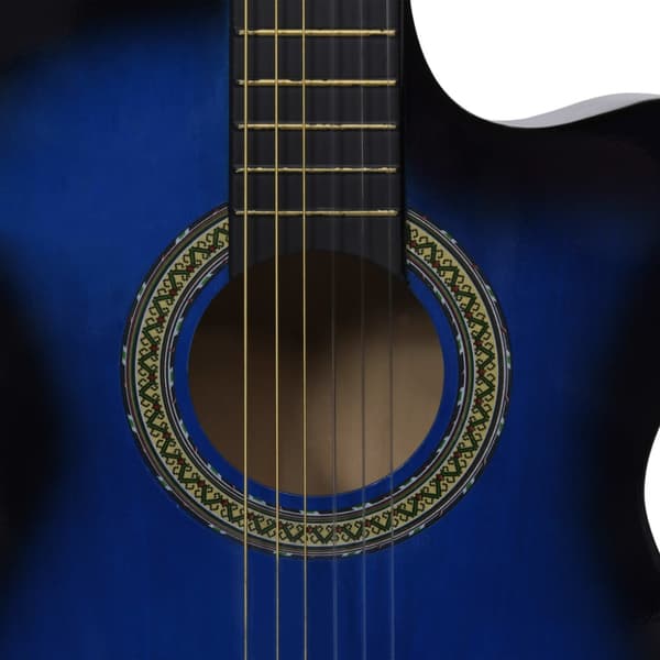 Westerngitarr med cutaway EQ och 6 strängar blå