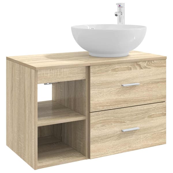 Badrumsmöbelset 2 pcs Sonoma-ek Konstruerat trä