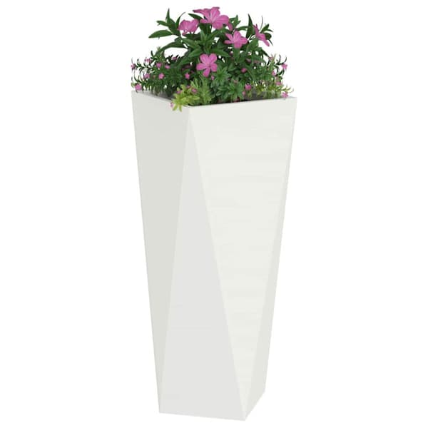 Planteringskärl 2 pcs Vit 30 x 30 x 75 cm Stål