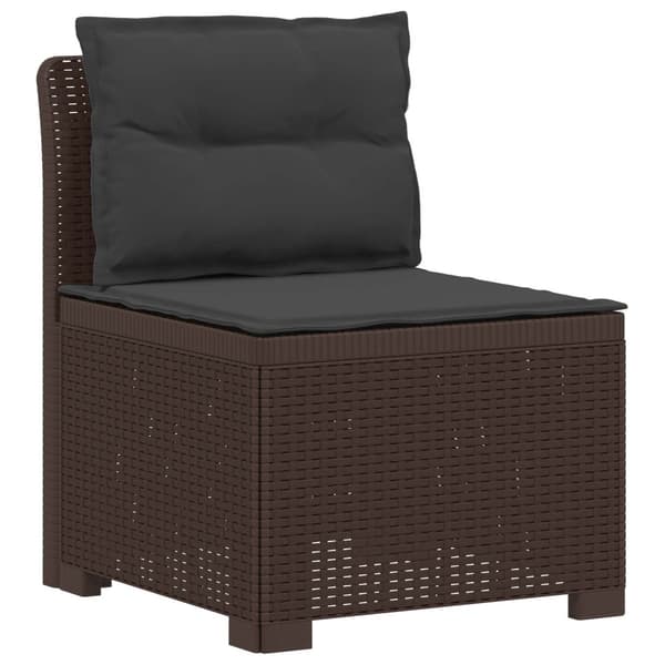 3-sits trädgårdsoffa med kuddar Rattan-look PP Brun