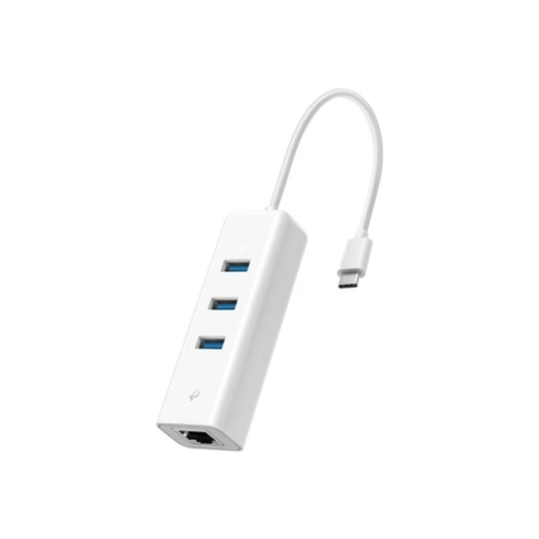 TP-Link UE330C V1 - hubb - USB-C, med Gigabit Ethernet - 3 portar Vit