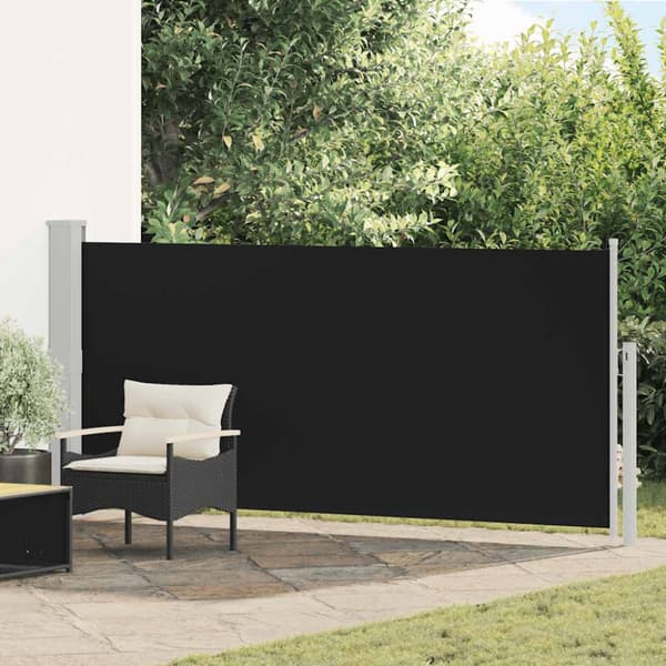 Infällbar sidomarkis 140 x 300 cm svart