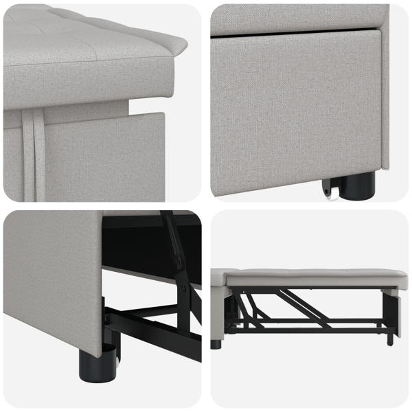 Pull Out Sofa Bed Grå 194 x 50 x 82 cm tyg