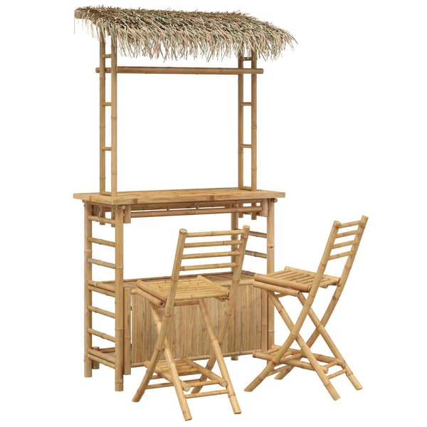 Utebarbord och stolar 3 st Naturlig Bambu