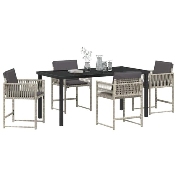 Trädgårdsmöbelset 5 pcs Ljusgrå konstrotting
