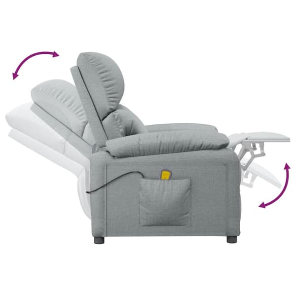 Massagefåtölj ljusgrå tyg