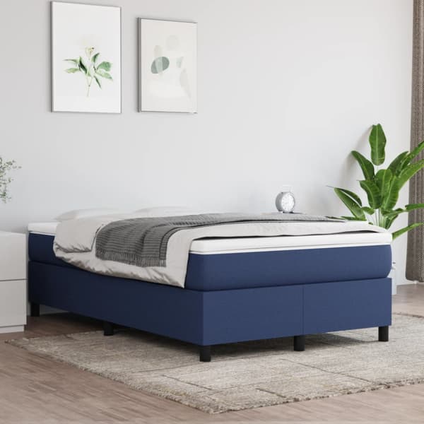 Boxspring-sängram blå 120x200 cm tyg