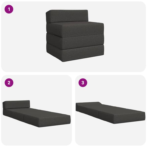 Fällbar Soffbed Mörkgrå 200 x 70 x 15 cm Tyg