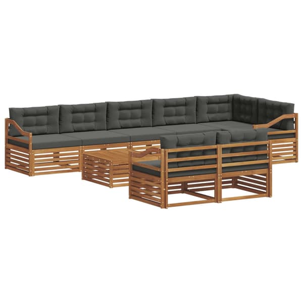 Utomhussoffset med kudde 9 pcs Naturlig och Antracit