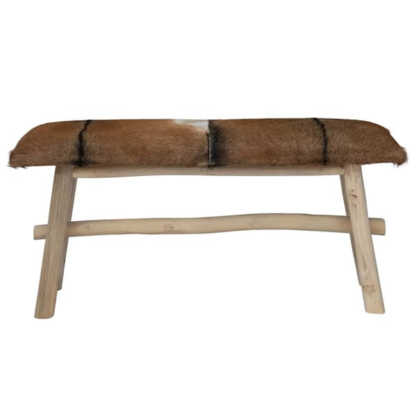 Bänk getskinnsläder teak