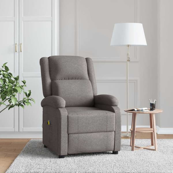 Massagefåtölj taupe tyg