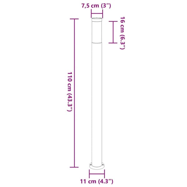 Pollare 3 st 110 cm rostfritt stål IP44