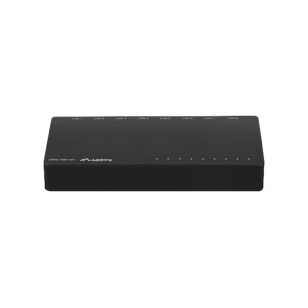 Lanberg DSP2-1008-12V - switch - 8 portar - ohanterad Svart