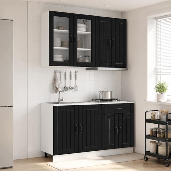 Köksenhet LUCCA 4 pcs Svart Konstruerat trä