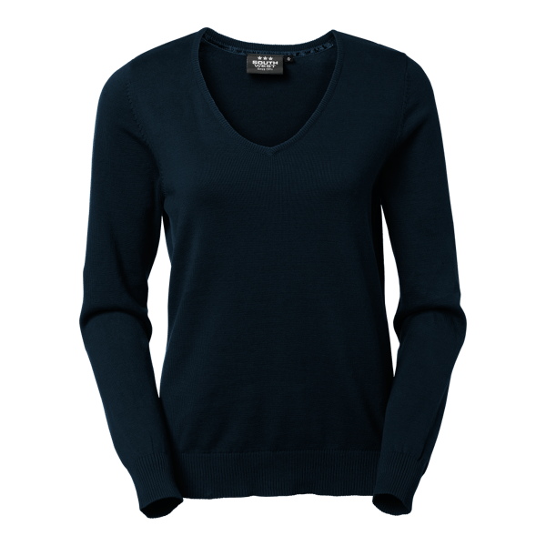 Coral Pullover V Neck w Dark navy Female