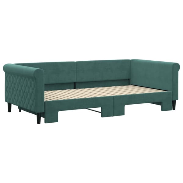 Dagbädd utdragbar mörkgrön 100x200 cm sammet