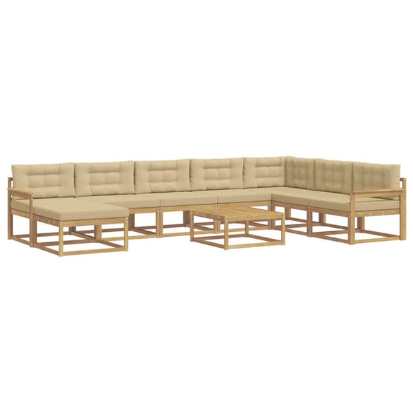 Utomhussoffset 9 pcs Vit och Beige