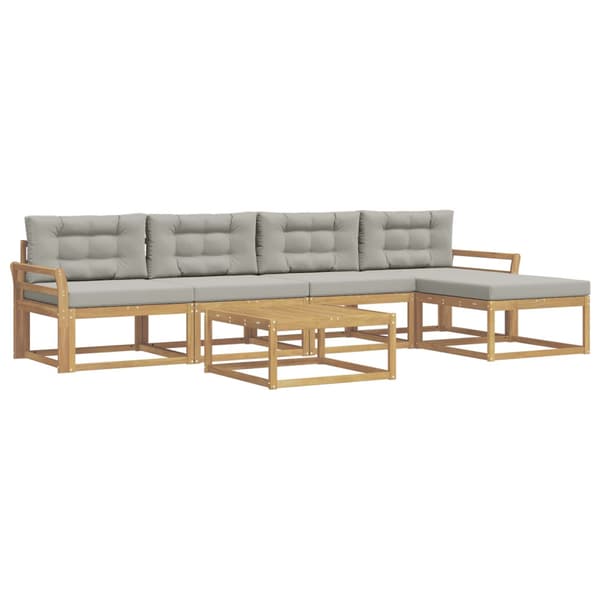Utomhussoffset 6 pcs Vit och ljusgrå 79 x 79 x 37 cm Polyester