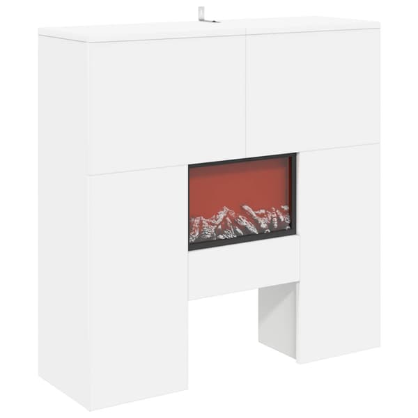 Elektrisk eldstad Vit 75 x 24,5 x 75 cm Konstruerat trä