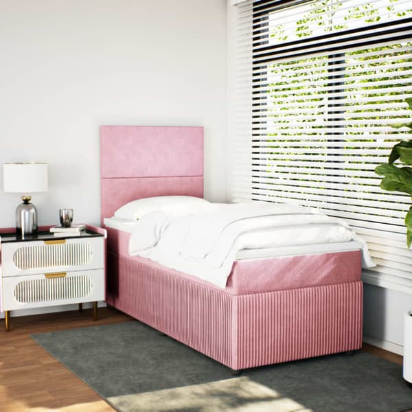 Ramsäng med madrass rosa 90x200 cm sammet