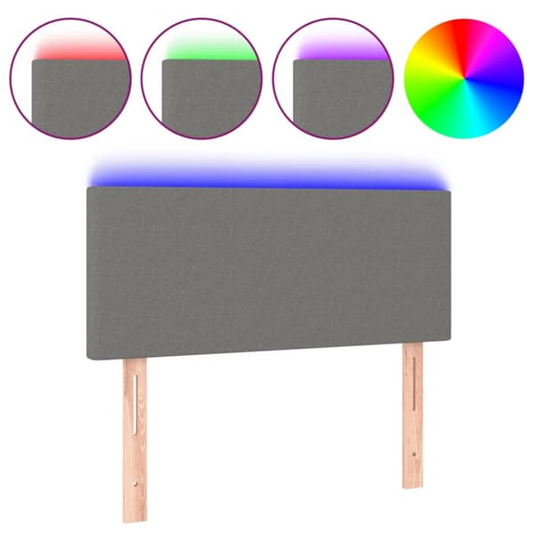 Sänggavel LED mörkgrå 100x5x78/88 cm tyg