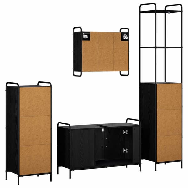 Badrumsskåpsset 4 st Svart ek 40 x 36 x 200,5 cm