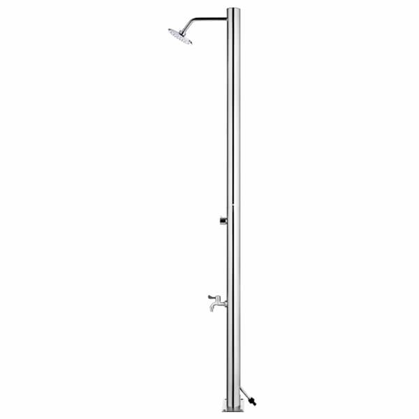 Trädgårdsdusch med brunt golv 220 cm rostfritt stål