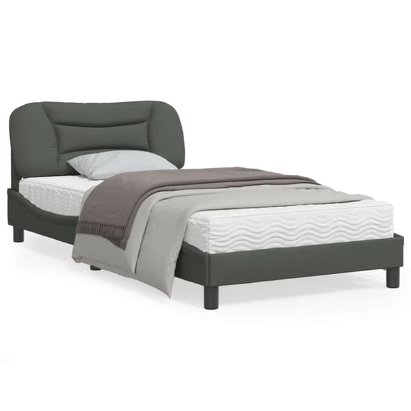Bed Frame without Mattress "Hvar" Dark Grey 100x200 cm Fabric