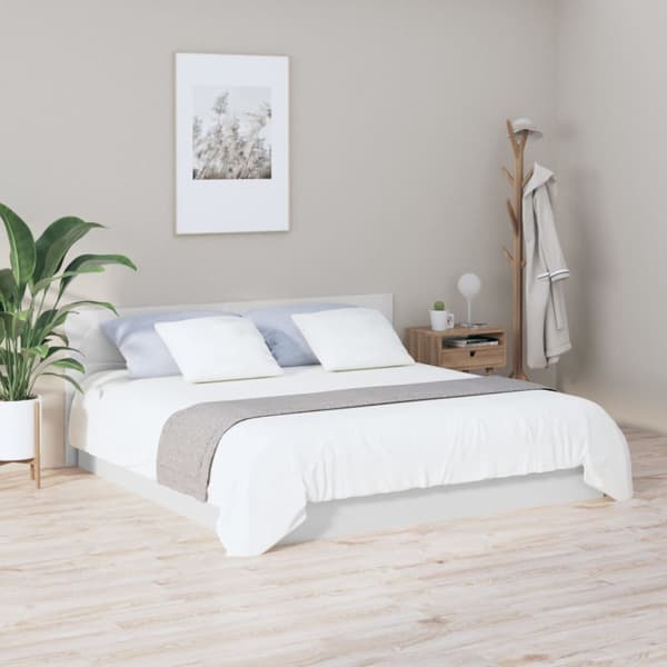 Sänggavel vit högglans 200x1,5x80 cm konstruerat trä