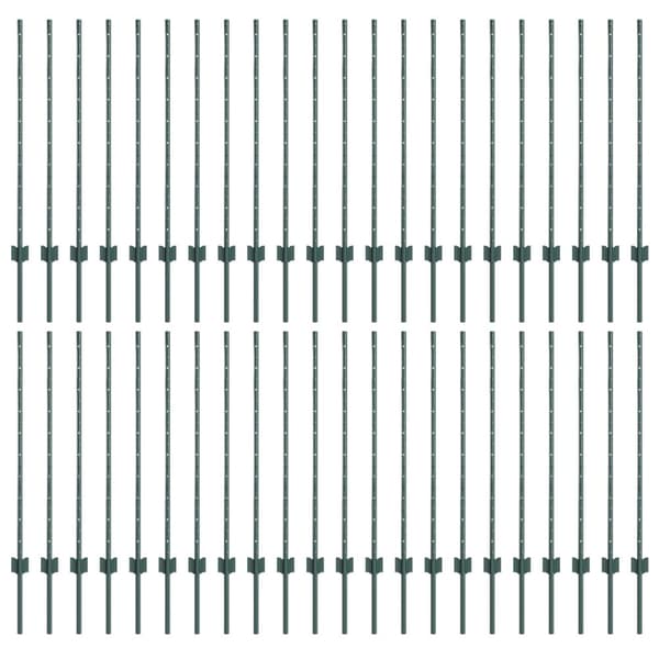 Stängselstolpe 44 pcs Grön 140 cm Stål