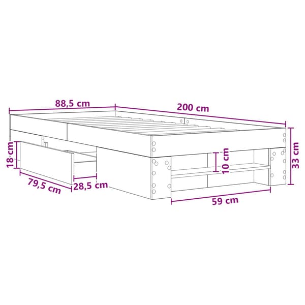 Sängram med förvaring Artisan-ek 80 x 200 cm Konstruerat trä