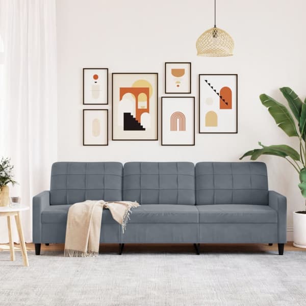 3-sitssoffa mörkgrå 210 cm sammet