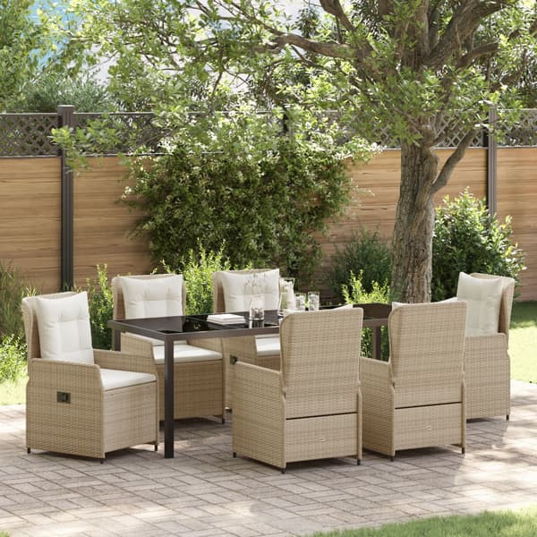 Trädgårdsmöbelset 7 pcs Beige och Ljusgrå konstrotting