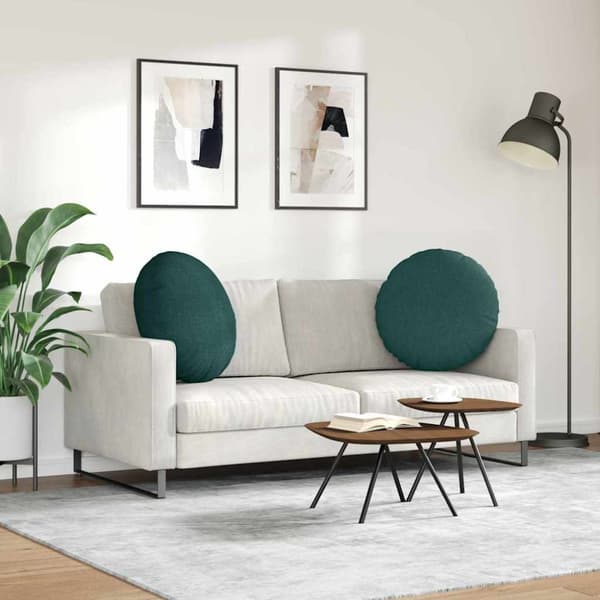 Sittkuddar 2 pcs Mörkgrön Ø60 x 21 cm tyg