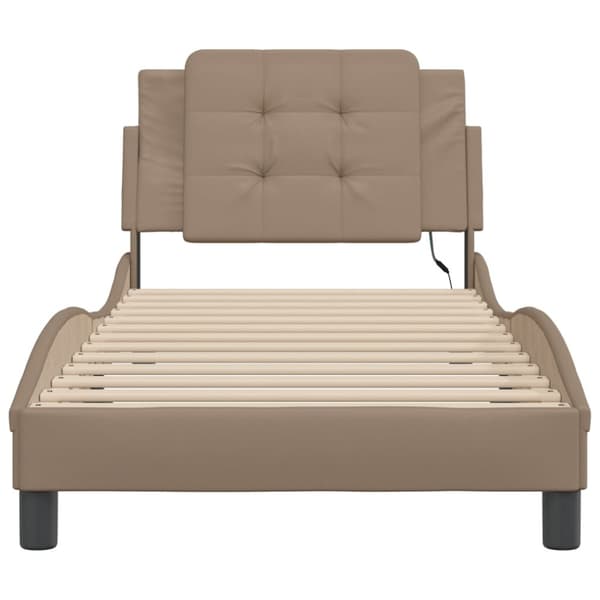 Bed Frame with LED without Mattress "Zadar" Cappuccino 90x200 cm